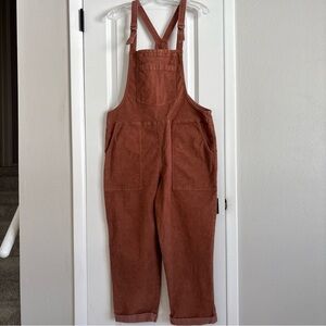 Aerie Corduroy Overalls Pants Woman’s Size M Brown Adjustable Straps